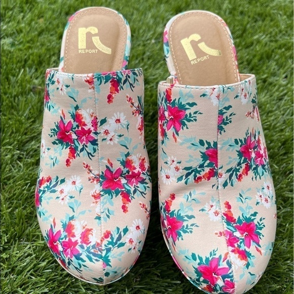 💐✨ Floral Wooden Clog Platforms | Boho Vintage Style | Size 6 - Picture 1 of 4